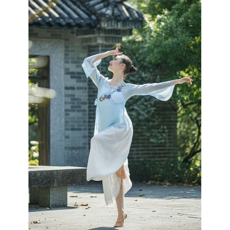 Áo voan múa cổ trang thêu hoa A122 Trạng Phục Đồ múa Tịnh Nhi | BigBuy360 - bigbuy360.vn