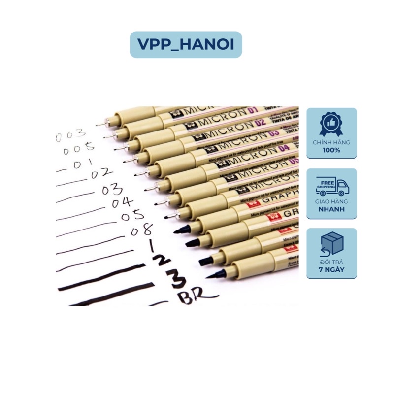 Hàng Chính Hãng Bút Line Đi Nét Sakura Pigma Micro Đủ Size