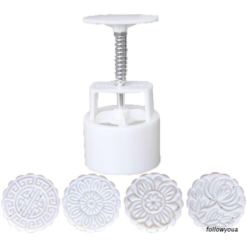 Set 4 Khuôn Dập Làm Bánh Trung Thu 100g Chất Lượng Cao