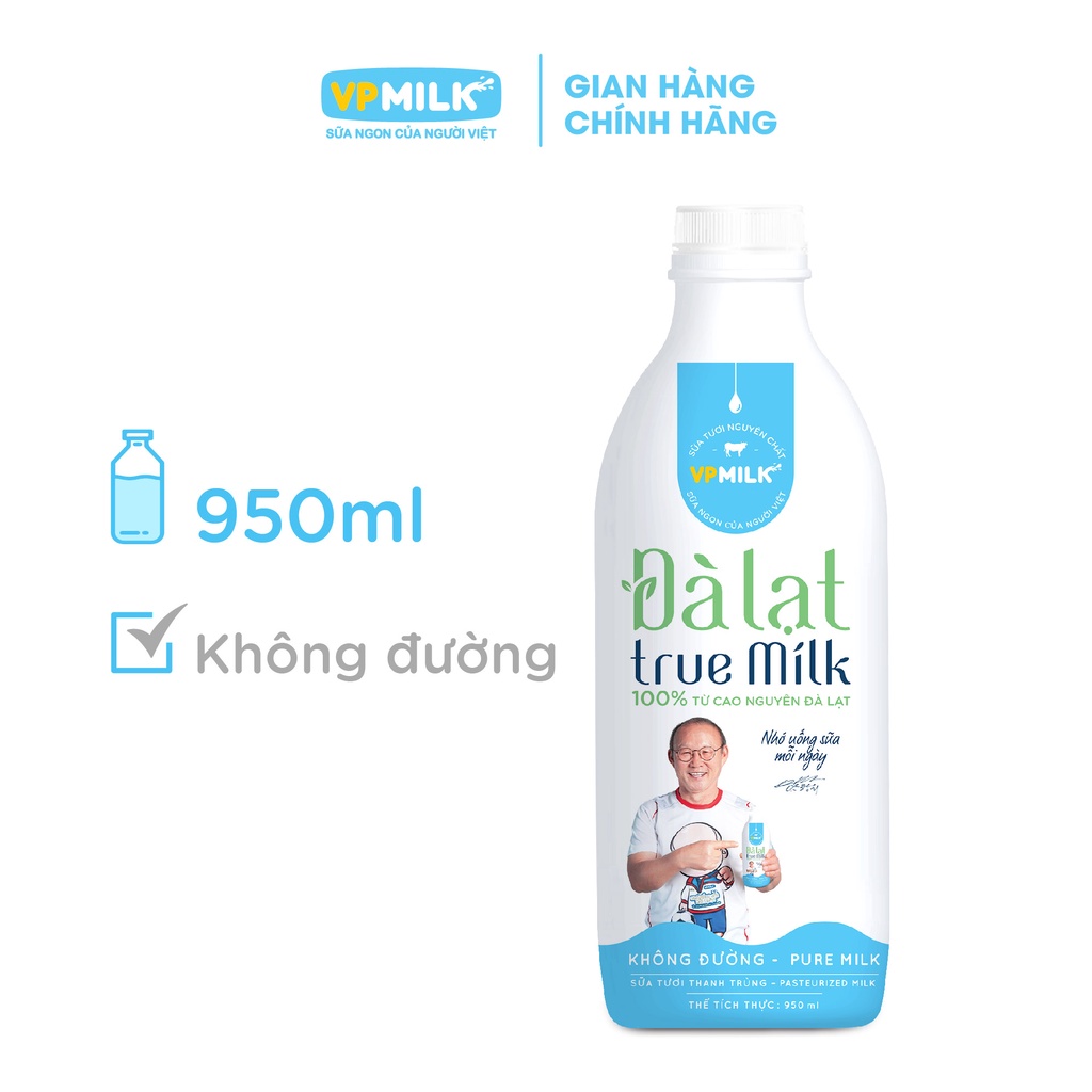 [INBOX TRƯỚC KHI MUA HÀNG] Sữa Tươi Thanh Trùng VPMilk Đà Lạt Fresh Milk chai 950ml