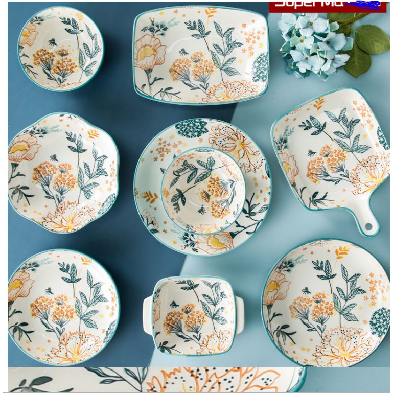Bộ bát, đĩa cao cấp sứ làm vườn tươi mới