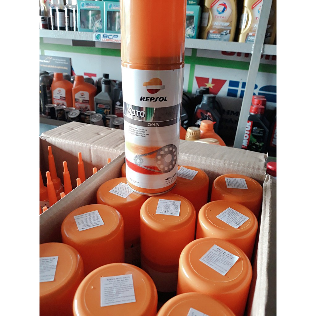 Chai Xịt Dưỡng Sên, Bôi Trơn Sên Xe Máy Repsol Moto Chain Lube 400ml