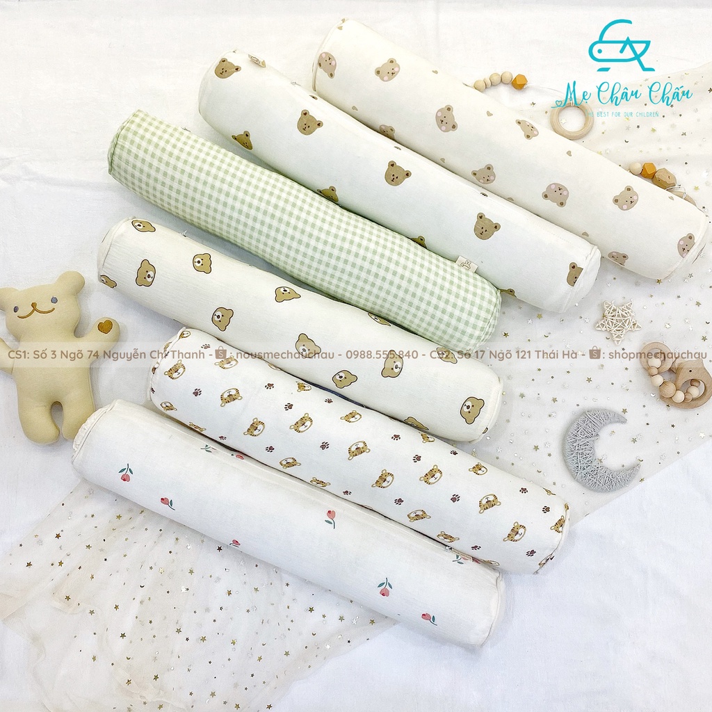 Gối Ôm Xô Muslin Organic Yume (Dài 50cm - đường kính 10cm)
