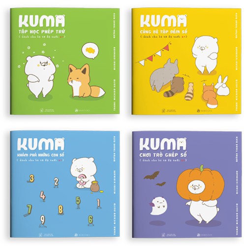 Sách - Bộ 4 cuốn Kuma làm quen với môn toán - Ehon Nhật Bản - Dành cho trẻ từ 2-6 tuổi