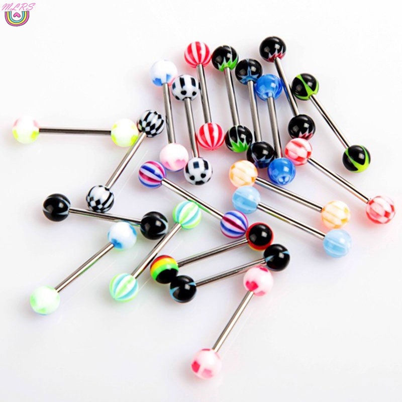 Set 20 Khuyên Lưỡi Inox Nhiều Màu Sắc