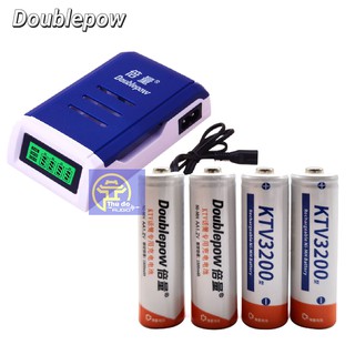 Bộ 04 pin sạc AA KTV3200 bán kèm sạc Doublepow K209 sạc nhanh tự ngắt