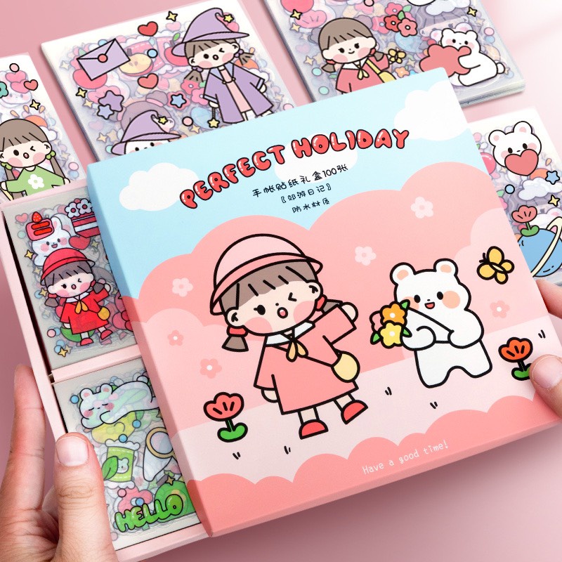 Set 100 hình dán sticker  Set Sticker Telado Nhật Ký Thỏ- MH B0129-L10