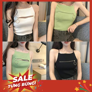 [GIÁ HỦY DIỆT] Áo yếm hai dây có dây kéo khóa ngực cực cá tính [QUẢNG CHÂU]