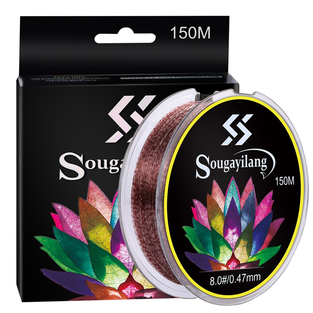 Dây Câu Cá Sougayilang Chất Liệu Nylon Phủ Fluorocarbon Chắc Chắn 3.5-32lb 0.14-0.47mm Dài 150m
