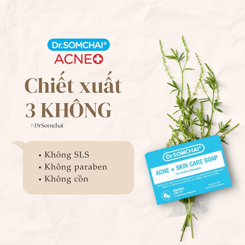 Xà phòng tắm DR.SOMCHAI ACNE&SKIN CARE FOR ACTIVE LIFESTYLE cho da tiếp xúc khói bụi, giúp thanh lọc,ngừa bệnh về da 80g