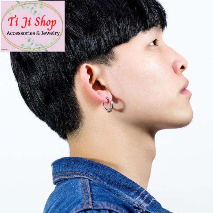 BÔNG TAI INOX KHOEN TRÒN THỜI TRANG KPOP đẹp, không đen, - số lượng 1 chiếc