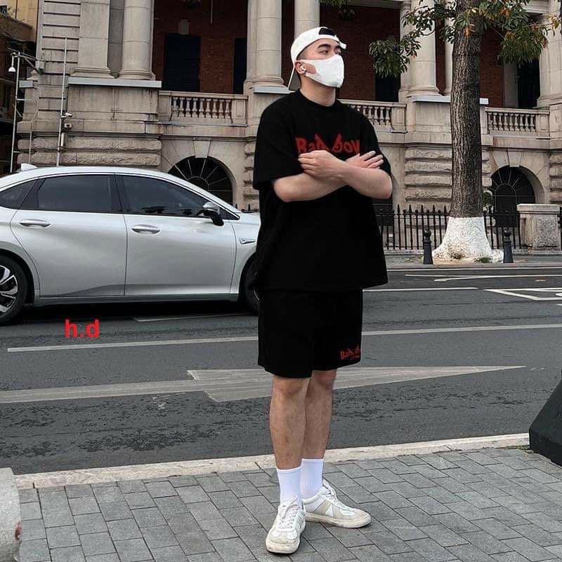 Set Quần Áo Bad BoY Nam Nữ♥️Bộ hè hoạt hình ngắn tay mùa hè phong cách Hàn Quốc; áo thun + quần Short