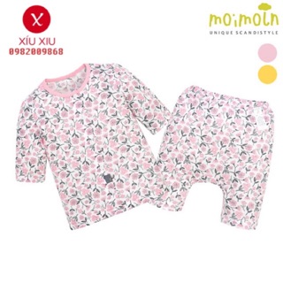 [Sz 80 đến 110] Bộ cotton giấy hoa nhí hồng xuất Hàn hiệu Moimoln