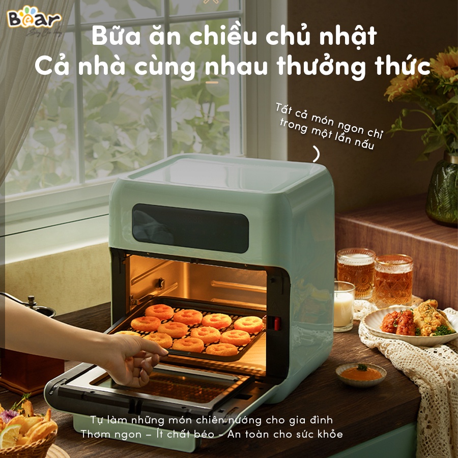 Nồi chiên không dầu Bear 10L Màu XANH PASTEL Chiên không khí, nướng đối lưu Bảo hành 18 THÁNG  QZG A15V1