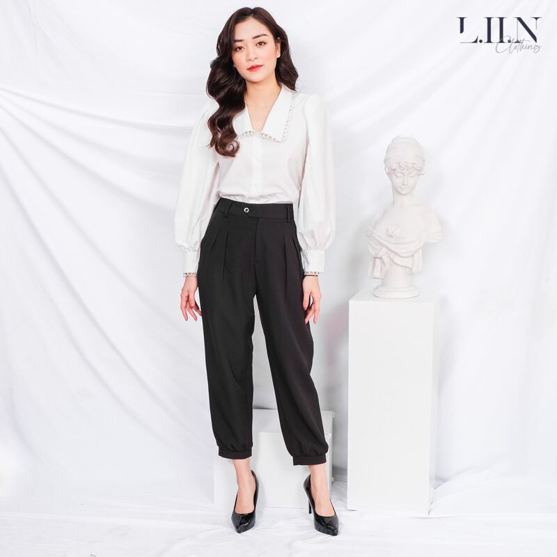 Quần tây nữ công sở Liin clothing phong cách basic, màu đen phối cúc gấu năng động Q3098 | BigBuy360 - bigbuy360.vn