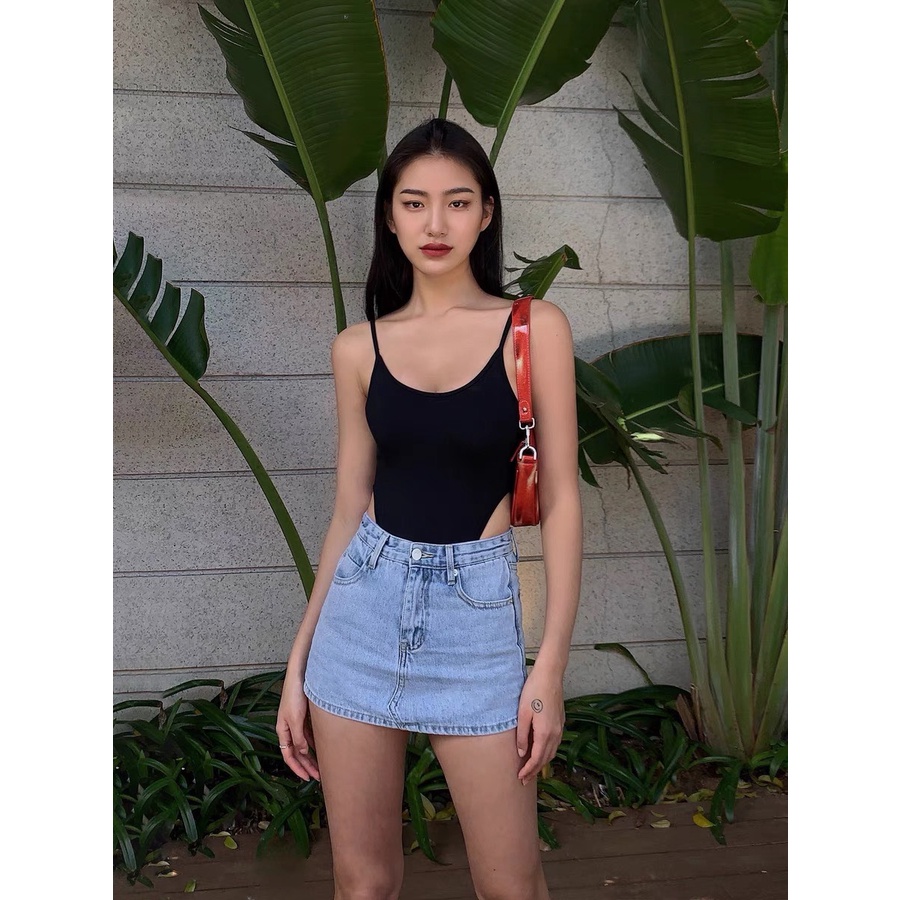 Bodysuit, Áo Liền Thân Hai Dây Thun Gân Mịn - Tharo Clothing - [AO55]