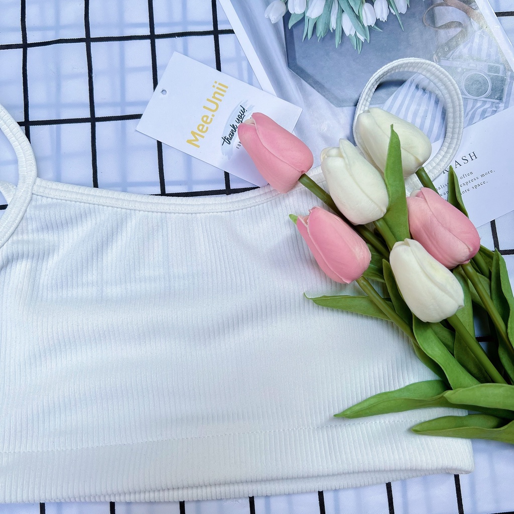 Áo hai dây croptop nữ PIKA.CLOTHINGG len gân co dãn sexy, áo 2 dây bo chun tiện lợi trắng đen xanh lá