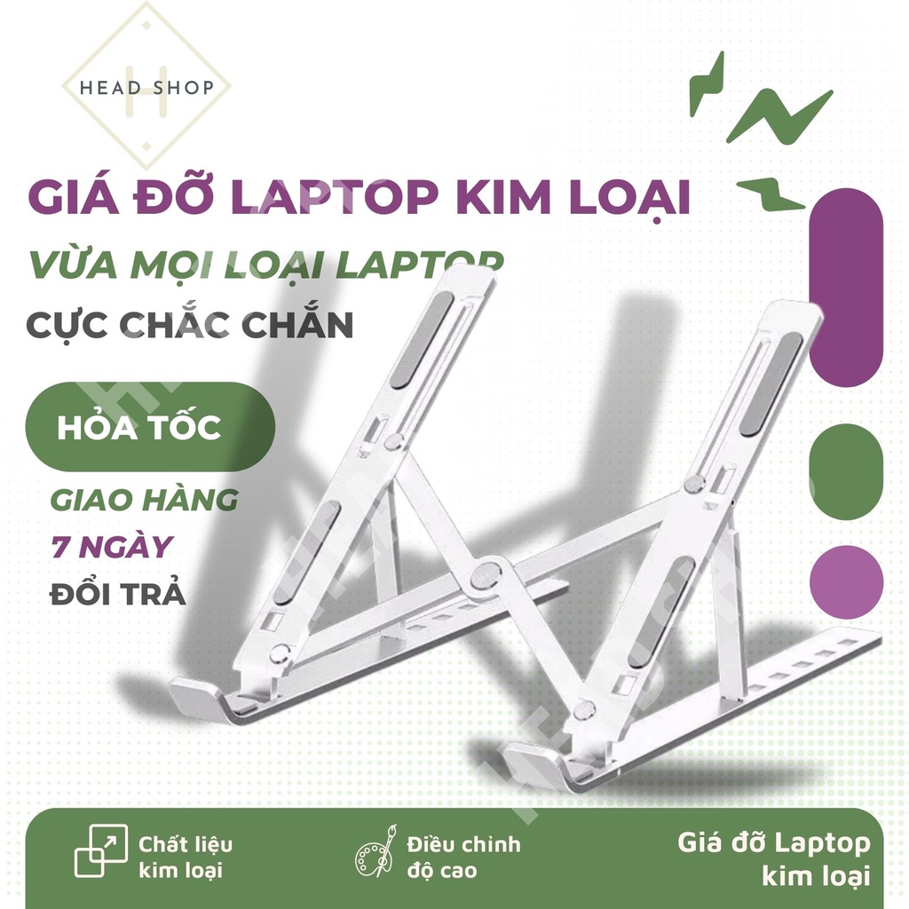 Giá đỡ LAPTOP mã N3 bằng nhôm điều chỉnh độ cao đế tản nhiệt laptop dưới 15.6 inch đế kê laptop HEADSHOP