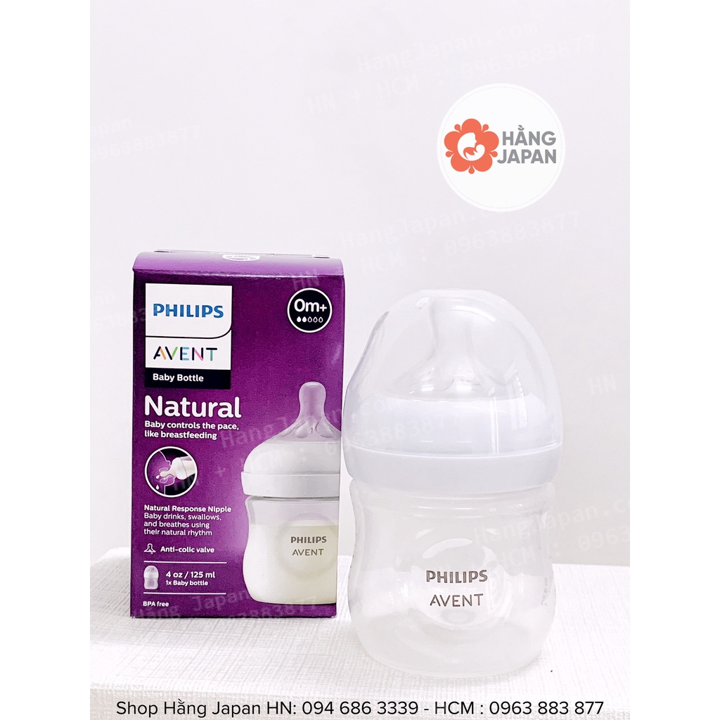 Bình sữa Philips Avent Natural cổ rộng 125ml, 260ml, 330ml mẫu mới 2022