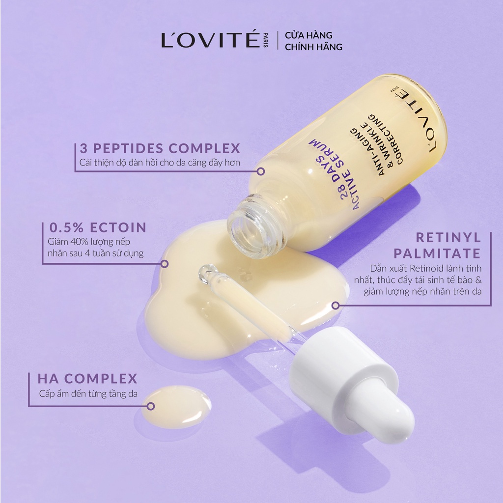 Serum chống lão hóa L'ovite 28 Days Active Serum Anti-aging & Wrinkle Correcting 40ml