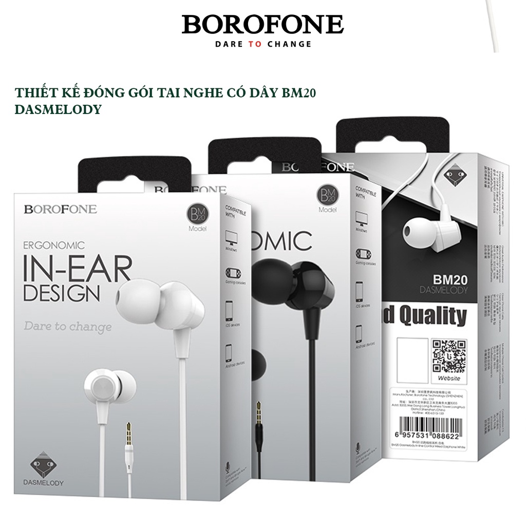 Tai nghe nhét tai có dây BOROFONE BM20 DasMelody dài 1.2m - AK Mobile