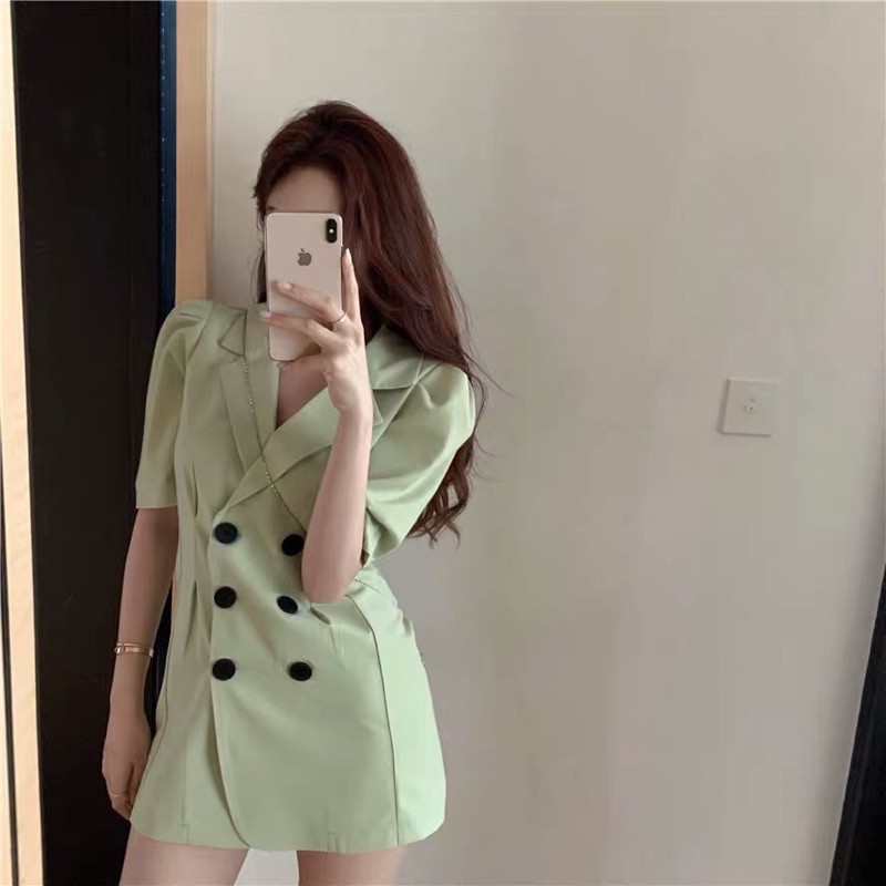 ĐẦM VEST MÀU XANH BƠ