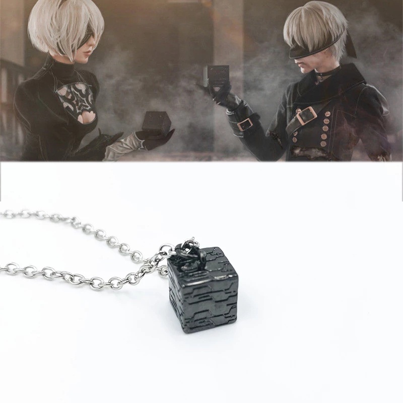Vòng cổ Đen Mặt Hộp Hình NieR Automata YoRHa No.2 Type B Hóa Trang Unisex