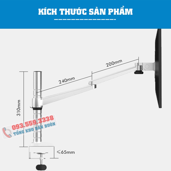 Giá Treo Màn Hình Máy Tính OA 3S 17 - 27 - 29 - 32 inch / Tay Treo Màn Hình Gắn Bàn Hợp Kim Nhôm [ Cao Cấp Hơn NB F80 ]