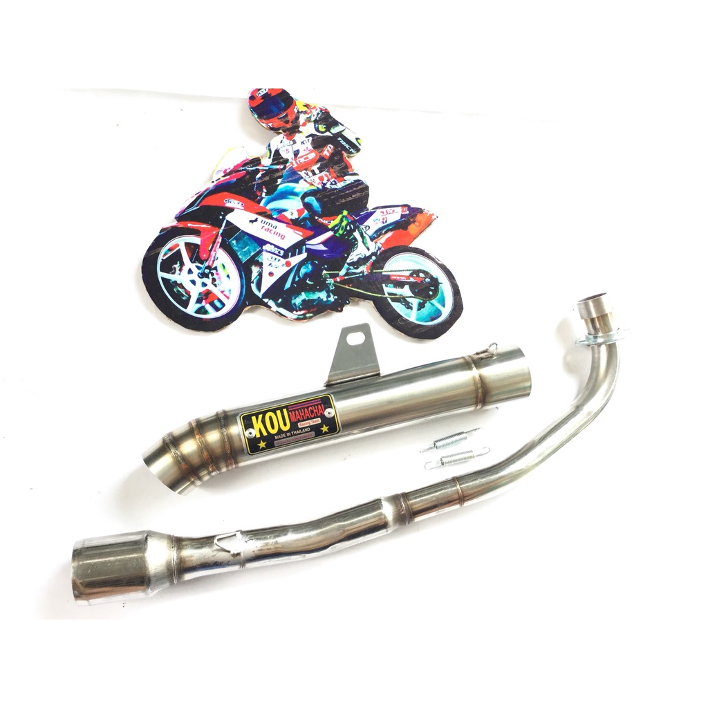 Pô KOU inox 304 FULL CỔ INOX THẲNG WAVE, SI, CUP, DREAM, EXCITER, WINER, SONIC, RAIDER FI, SATRIA, GSX