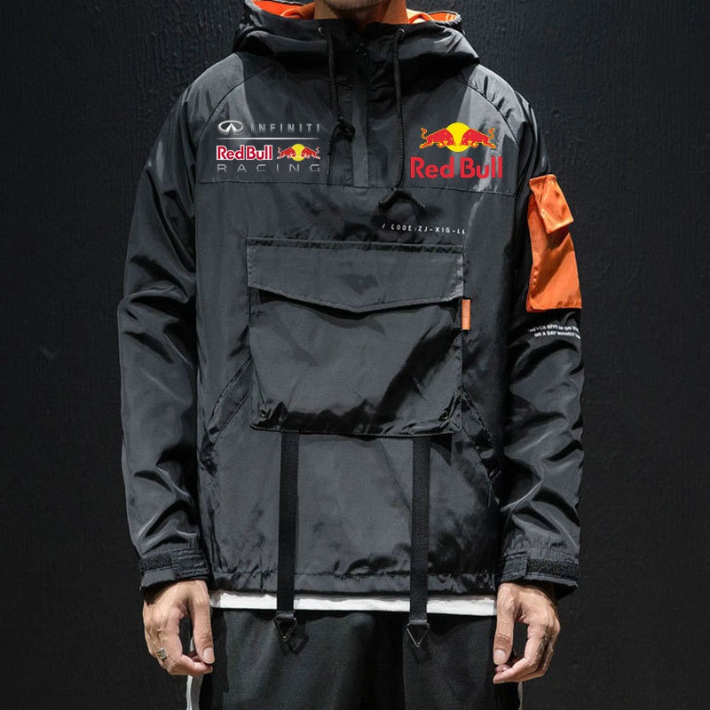 RED BULL Áo Khoác Hoodie Có Khóa Kéo In Hình Đầu Bò Đỏ Thời Trang 2021 Cho Nam