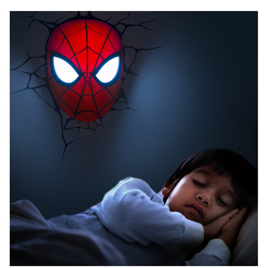 Đèn ngủ Spider Man đồ chơi trang trí,tặng vết nứt 3D dán tường, quà tặng sinh nhật