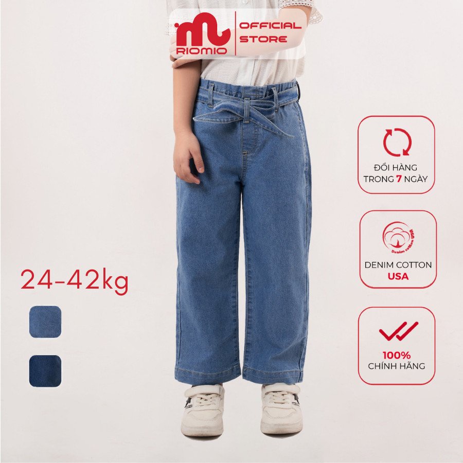 Quần jean bé gái RIOMIO ống suông chất liệu Denim Cotton USA thoải mái - RO031