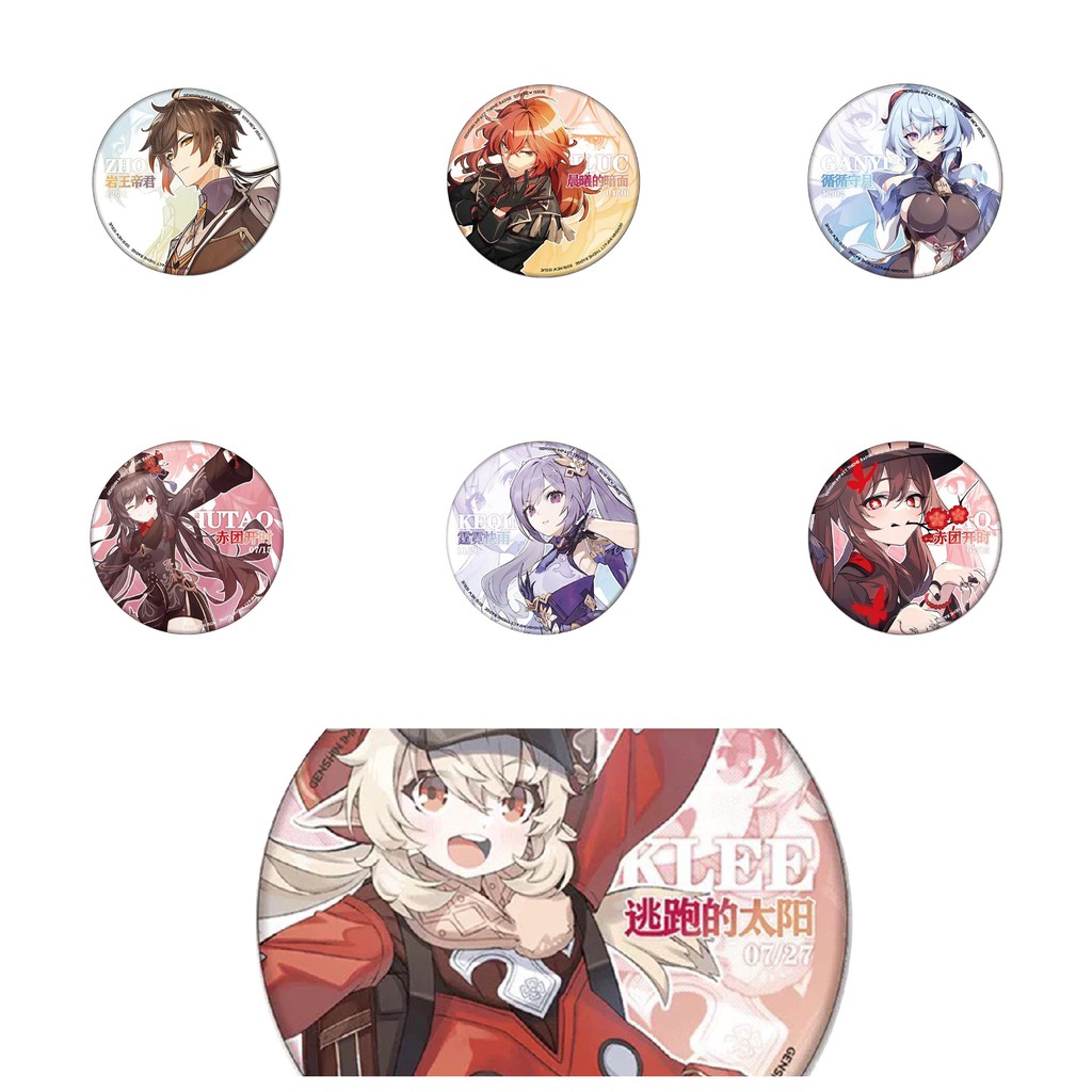 (nhiều nhân vật) Huy hiệu cài áo IN HÌNH Genshin Impact anime chibi phụ kiện xinh xắn tiện lợi