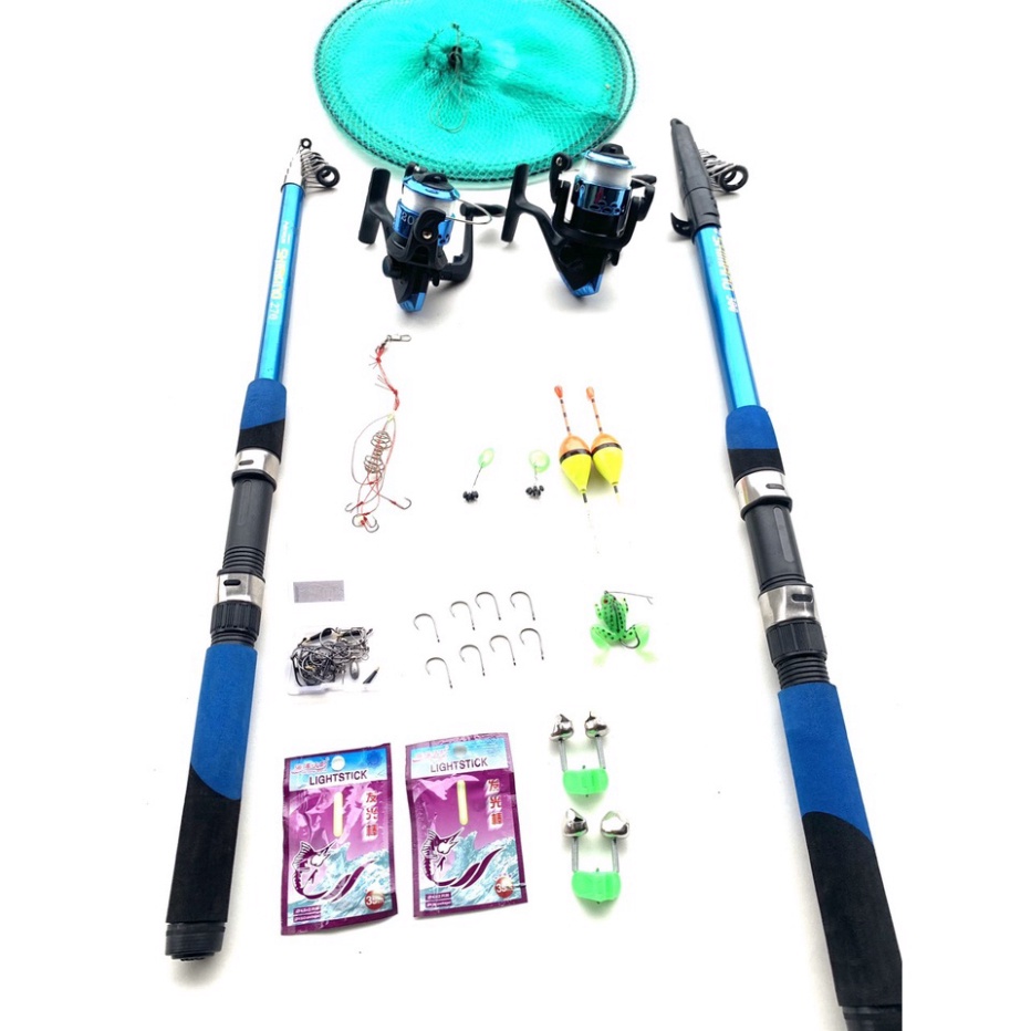 CẦN CÂU CÁ BỘ COMBO 2 CẦN + 2 MÁY ĐÃ CÓ CƯỚC 70M VÀ PHỤ KIỆN NHƯ ẢNH ( TẶNG TÚI ĐỰNG CÁ 3 KHOANG ) TẢI 5-10KG