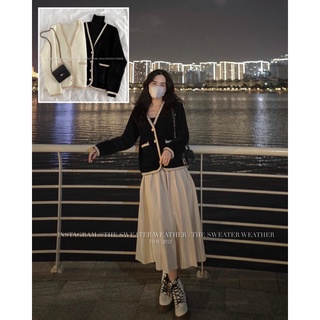 Áo khoác cardigan dạ lông tiểu thư viền cổ V the.sweaterweather TSW