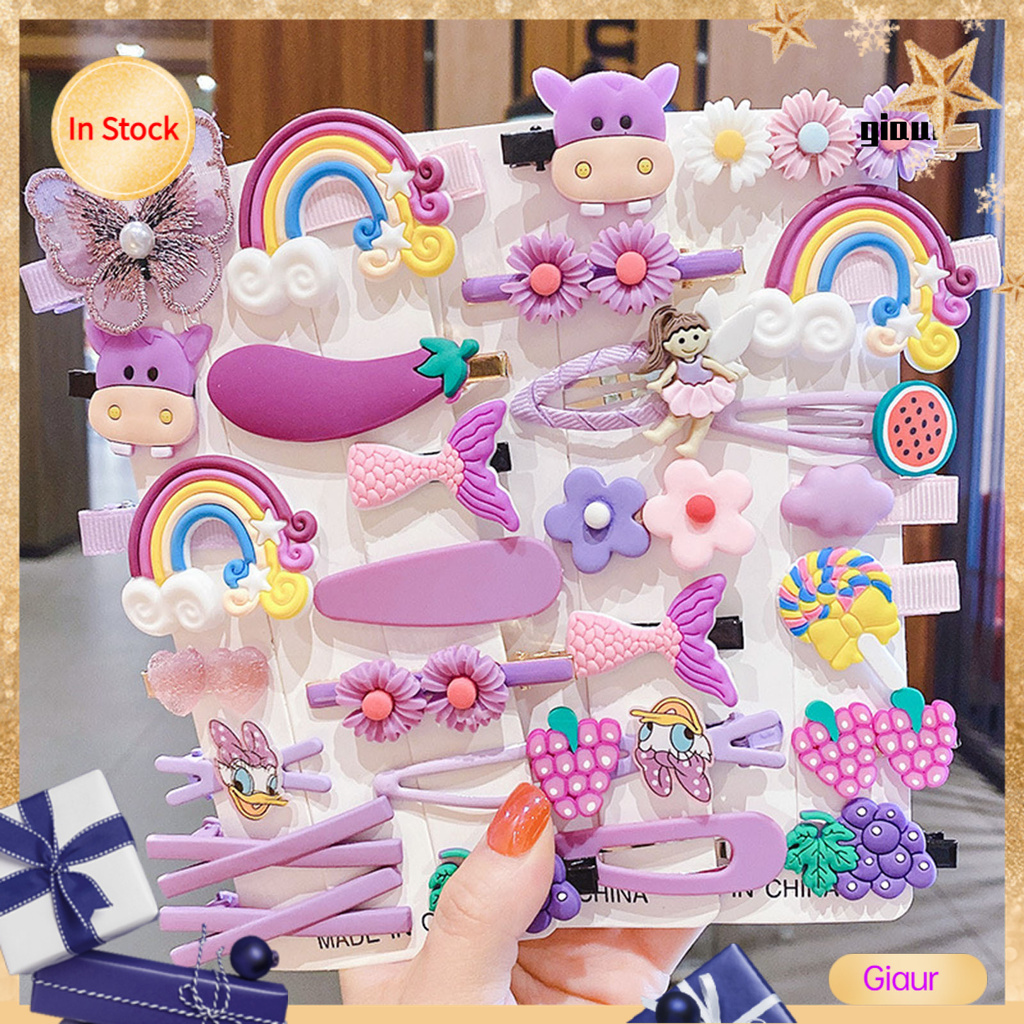 [Hàng mới về] Set 14 kẹp tóc nhiều họa tiết tùy chọn đáng yêu cho bé gái