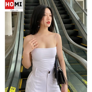 Áo 2 dây sợi bún croptop trơn, HOMI Fashion