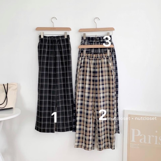 [Mã WASTMAY giảm 15% tối đa 30K đơn 150K] Quần kẻ ống xuông cạp chun 3 màu