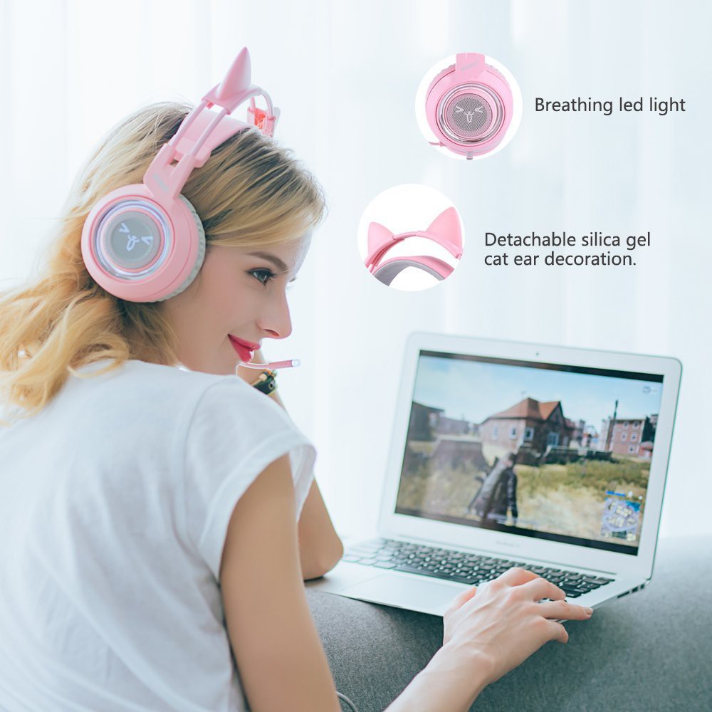 Tai nghe Somic G951 Virtual 7.1 Hồng  Kitty Ear Pink Gaming Headset