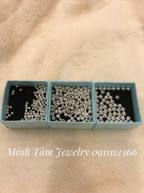 Combo 5 hạt bi trơn bạc S925 xâu vòng tay Minh Tâm Jewelry