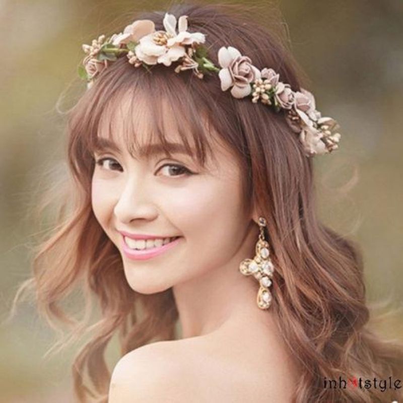 Vòng Hoa Đội Đầu Kết Kiểu Boho Đội Cô Dâu,Chụp Kỷ Hiếu
