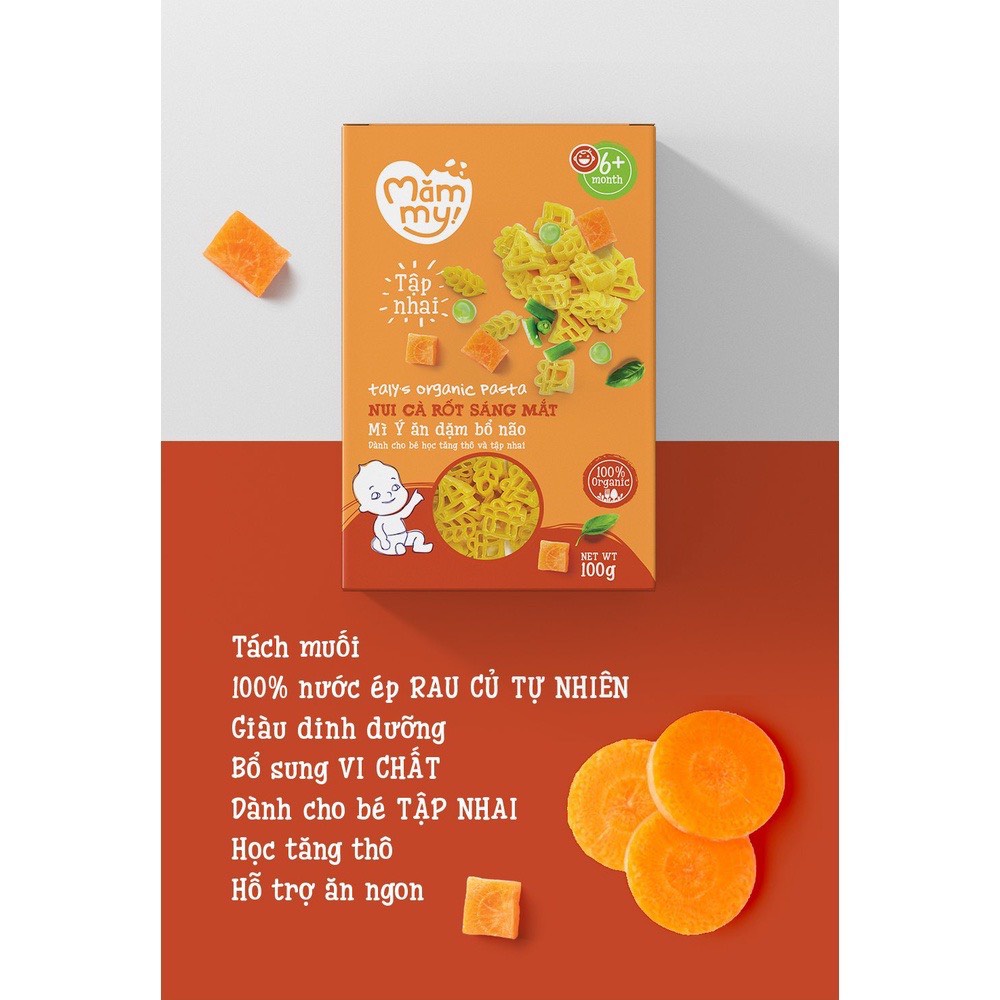 Nui hữu cơ cho bé ăn dặm từ cà rốt sáng mắt MĂMMY tập nhai hộp 100g