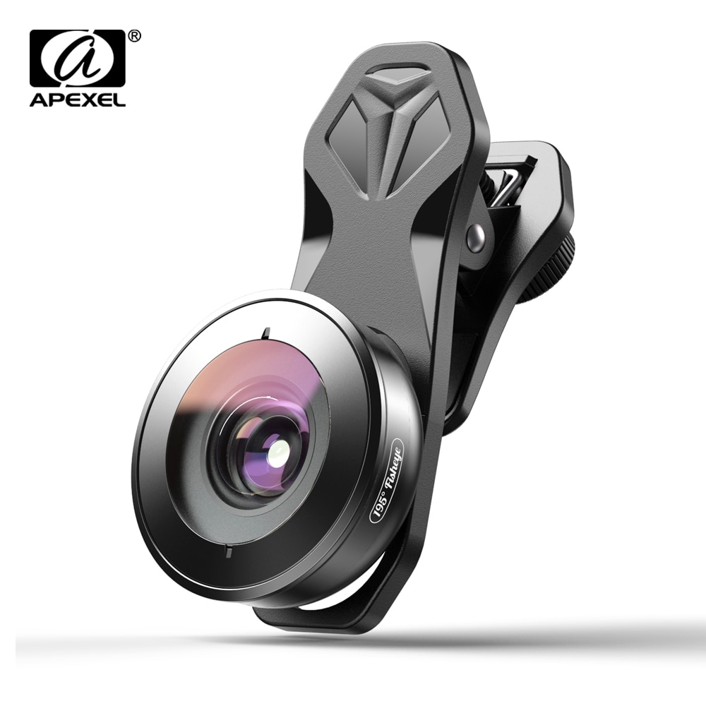 Bộ Ống Kính Apexel Hd 195 Độ Fisheye Cho Điện Thoại Iphone Xiaomi Samsung Huawei