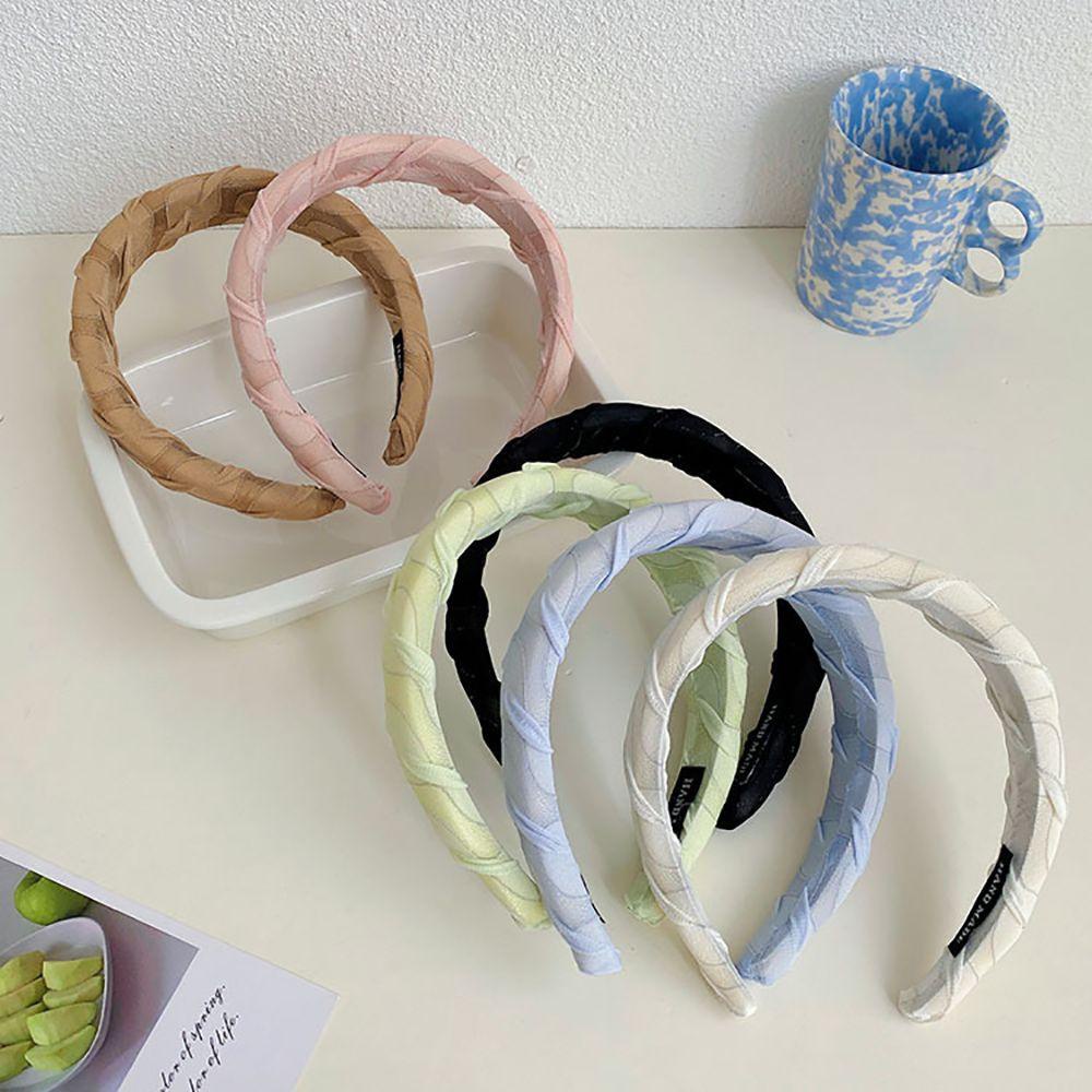 Băng Đô Cài Tóc Bản Rộng Kẻ Sọc Gợn Sóng Thời Trang Cho Nữ