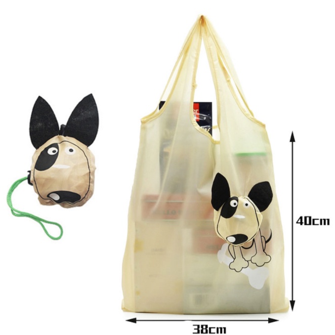 Túi tote Mua Sắm Bằng polyester Sức Chứa Lớn In Họa Tiết Hoạt Hình Chó Con Thân Thiện Với Môi Trường