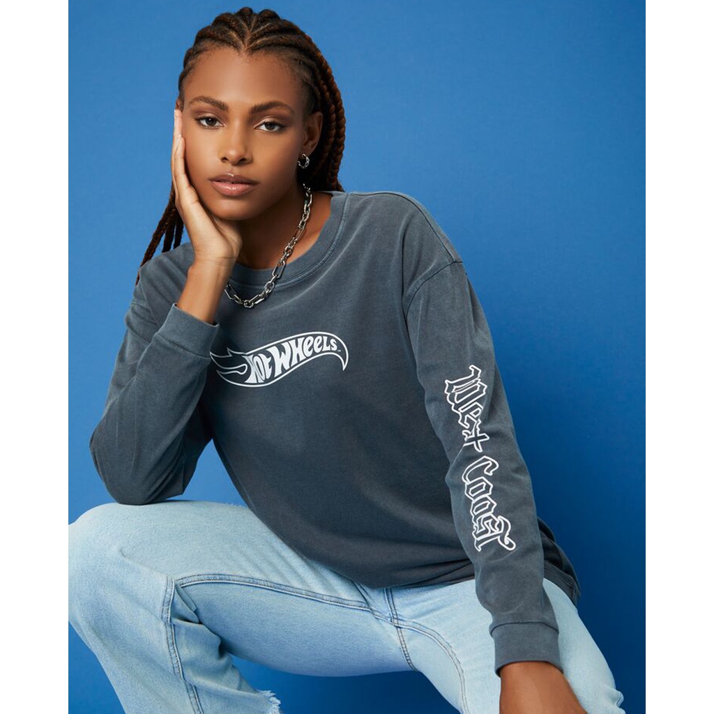 Áo thun tay dài màu Wash FOREVER 21 X HOT WHEEL chính hãng