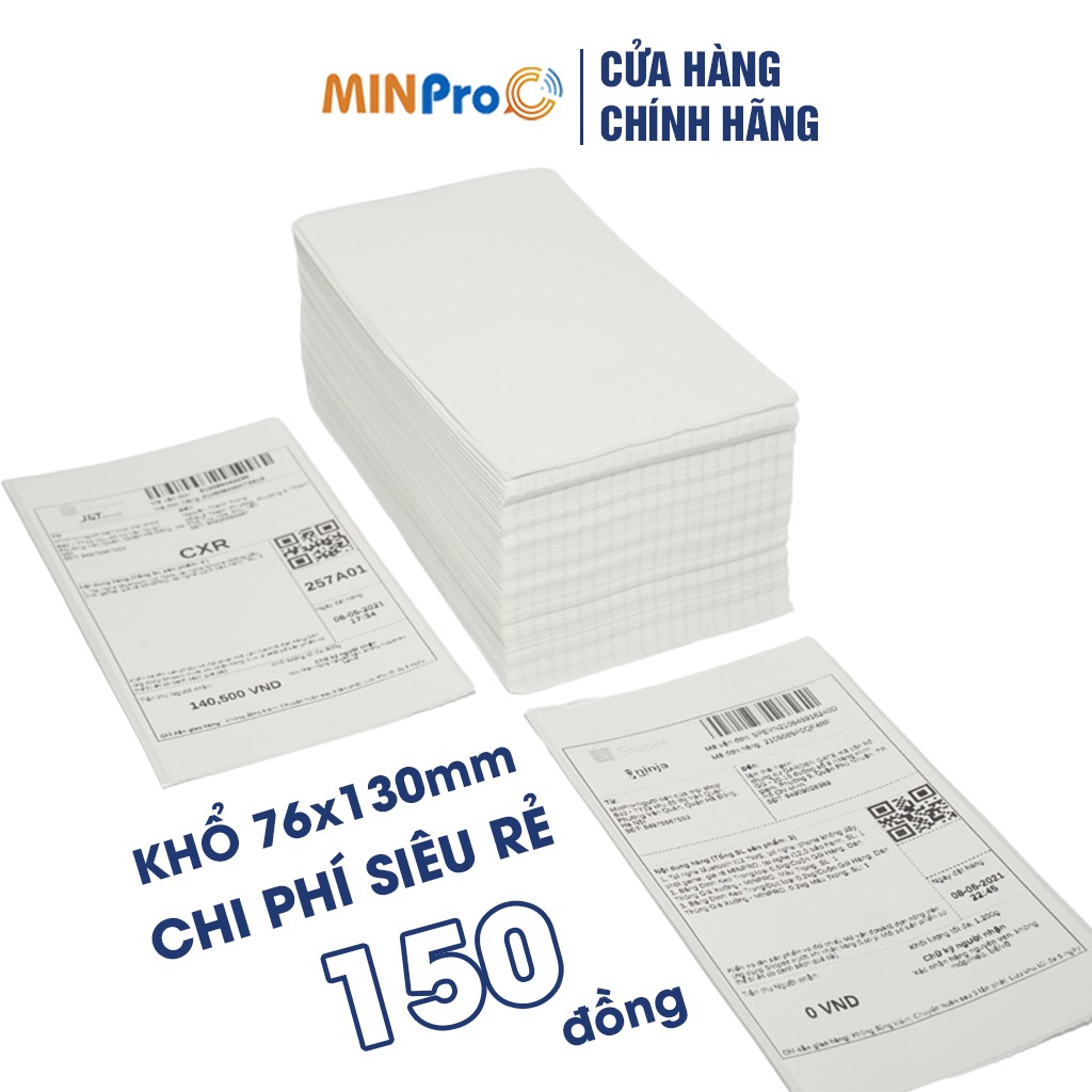 Máy in nhiệt MINPRO W300 in đơn hàng TMĐT kèm khay và 1000 tờ giấy in nhiệt 76x130 bóc dán tiện lợi