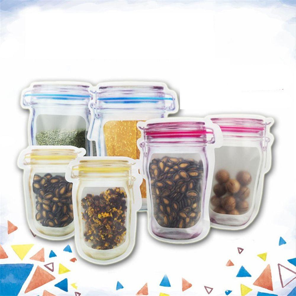 FUTURE 5PCS New Storage Bag Smell-proof PE Plastic Mason Jar Stand Up Zip Lock Reusable Food Zipper Pouch