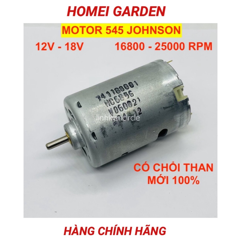 Motor 545 DC 12V - 18V Johnson chất lượng cao chổi than vòng bi đôi 16800 - 25000 RPM cho khoan pin máy hút bụi - D0115