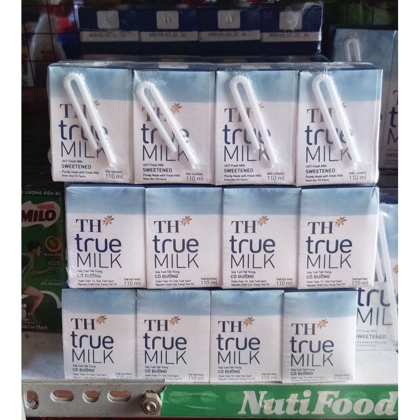 TH True milk lốc 110ml 4 hộp không đường, ít đường, socola, dâu
